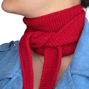Sophie Scarf Deep Red Cashmere Gift Ready Neck Warmer Handknit Women Neckerchief